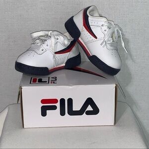 NEW Fila Original Fitness |Shoes Infant Size 5C |White/Navy/Red 7VF80105-150 NIB